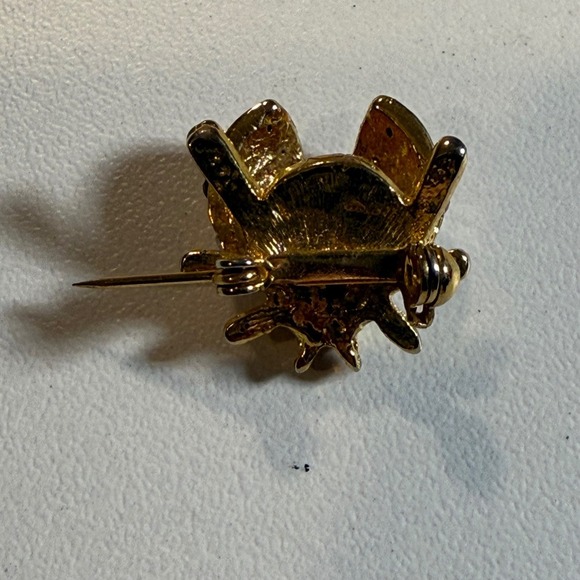 Vintage Gold Tone Ladybug Bug Insect Lapel Pin Brooch Rhinestone Accent Women's - Picture 3 of 3